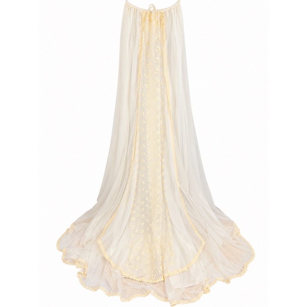 Vintage Handmade Ivory Lace Wedding Dress Bridal Gown 26" Waist 72" Train - Picture 11 of 14
